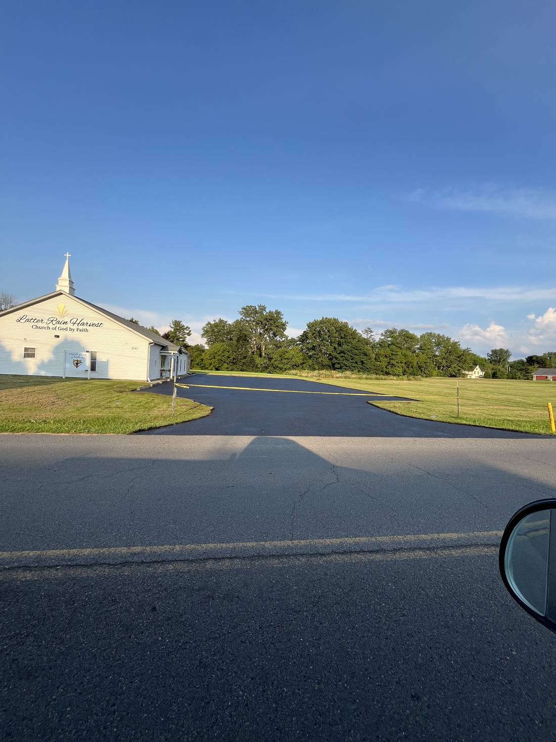 Church parking lot after, deep black finish